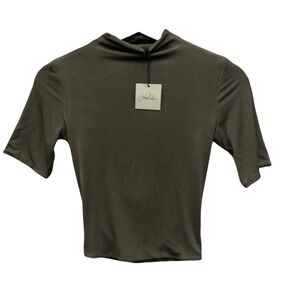 Laina Rauma Mock Neck Cut Out Back Short Sleeve Top Size Small